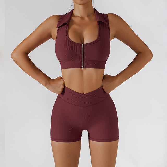 Conjunto de gimnasio con cremallera, ropa deportiva para mujer, deportes