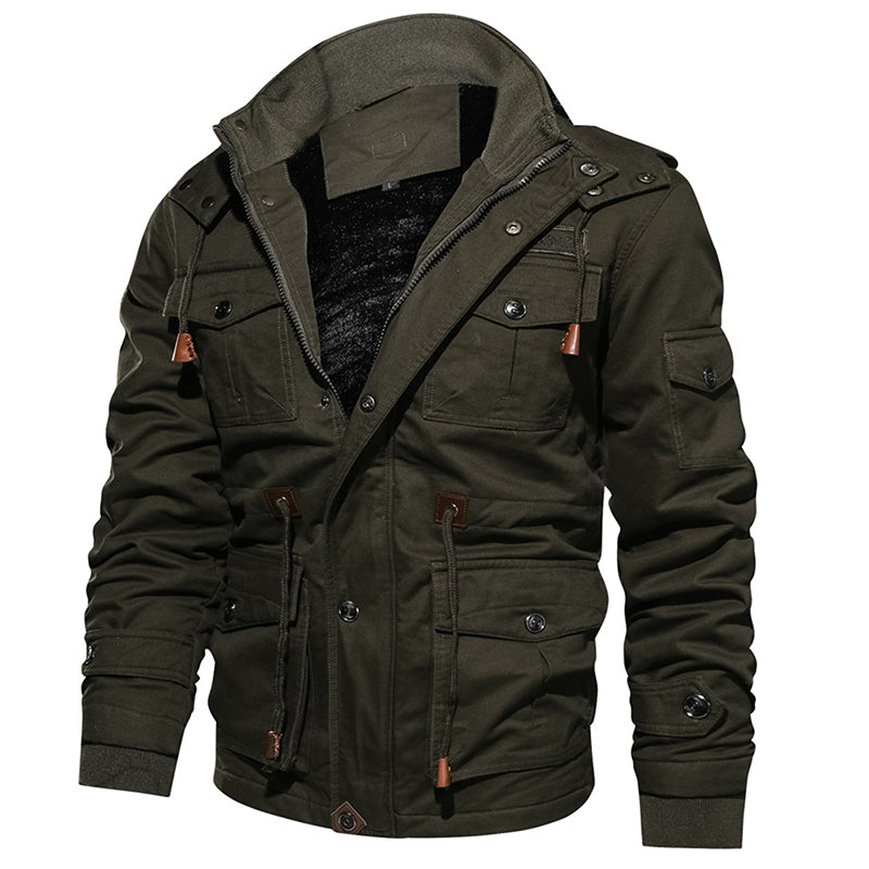Warm Hooded Coat Thermal Thick Outerwear Male Military Jacket
