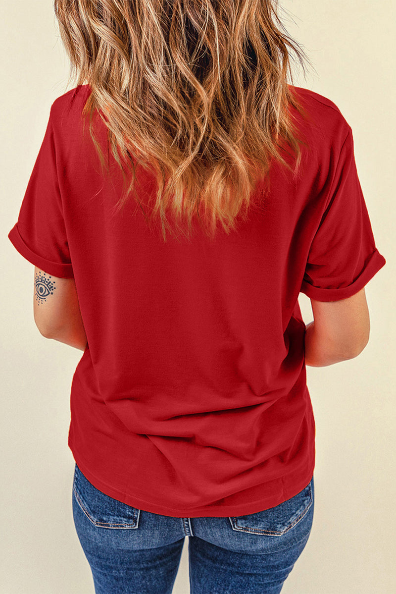 Camiseta de manga corta con puños y cuello redondo