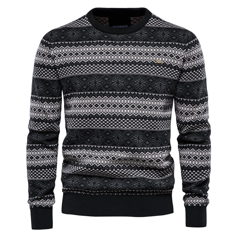 Business Casual Round Neck Men's Knitted Sweater