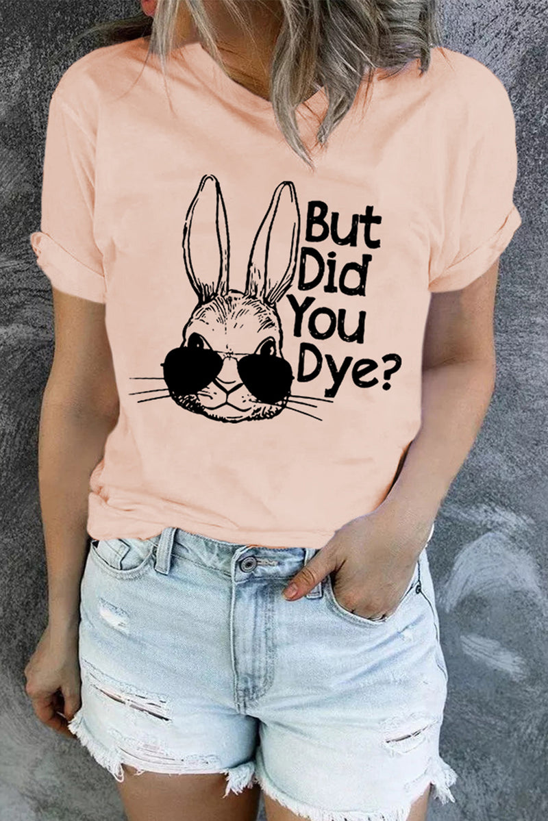 Camiseta con cuello redondo y estampado de conejo de Pascua