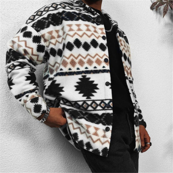 Casual Men's Long-sleeved Contrast Woolen jacket