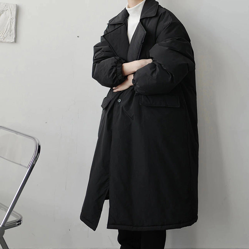 Dark Oversized Suit Over-the-Knee Mid-Length trench Coat