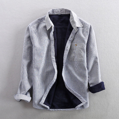 Camisa a rayas con solapa de nuevo estilo, informal japonesa para hombre