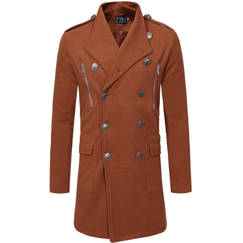 Men's Casual Slim-fit Mid-length Woolen Trench Coat