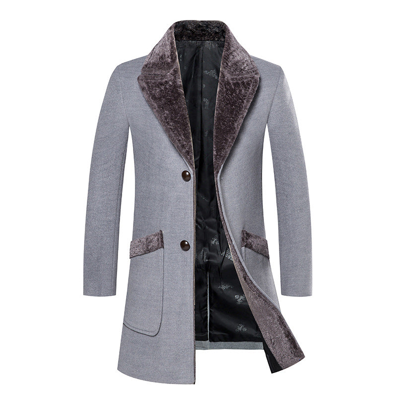 Slim Mid Length Woolen Casual Coat