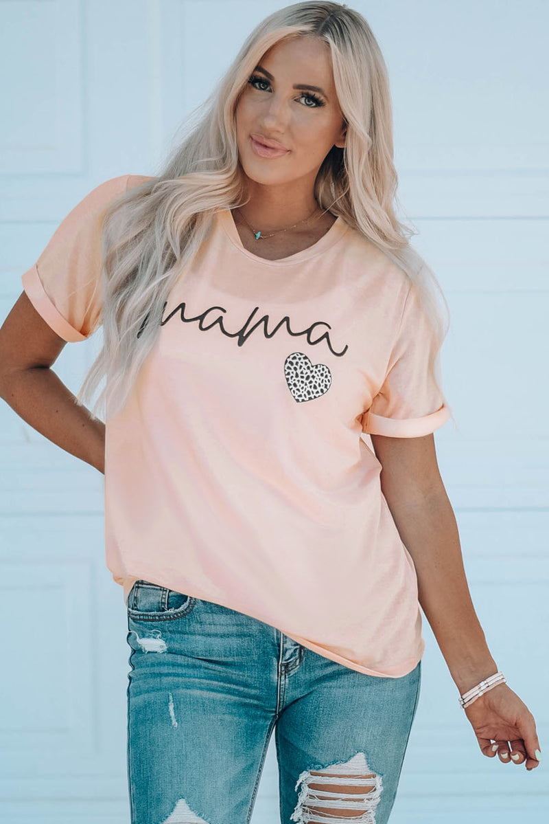 Camiseta con estampado de corazón MAMA