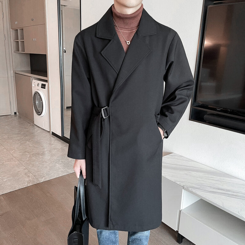 Windbreaker Men's Casual Medium Length Trench coat