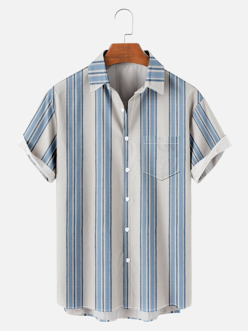 New Striped Element Printing Loose Shirt