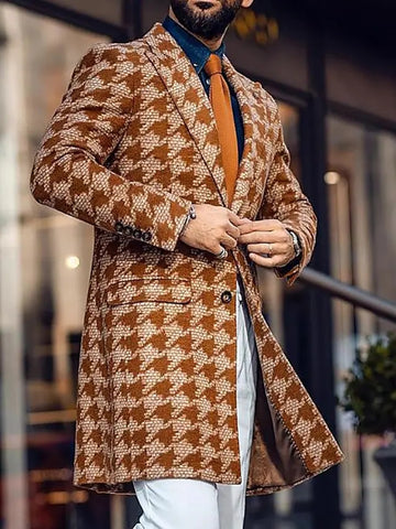 abrigo de hombre de moda con cuello de traje de longitud media de invierno