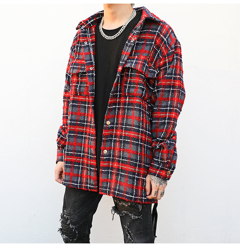 Casual All-match Loose flannel shirt Jacket Men