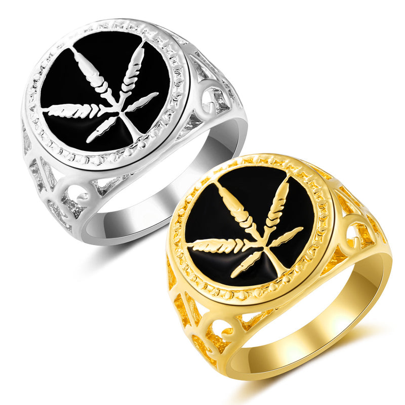 Maple Leaf Drop Oil Gold Plated Rings