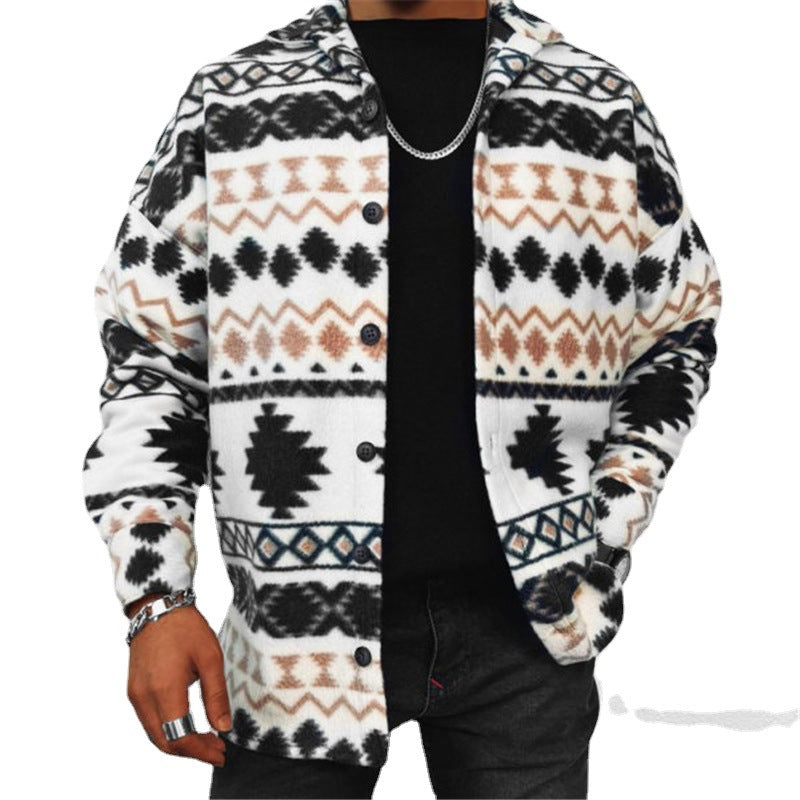 Casual Men's Long-sleeved Contrast Woolen jacket