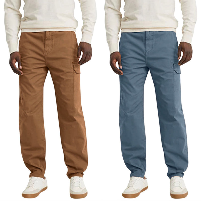 Pantalones casuales con bolsillo Pantalones cargo sueltos rectos para hombres