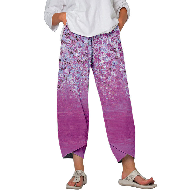 Pantalones casuales deportivos florales pequeños hipster callejeros para mujer