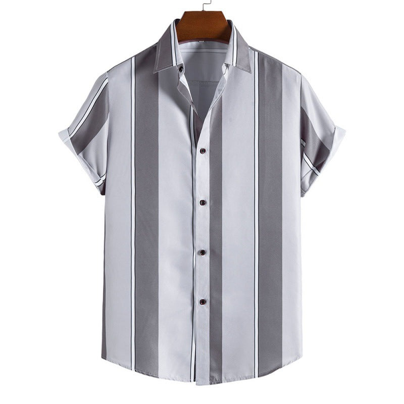 Camisa casual de manga corta a rayas para hombre nueva